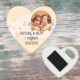 Kalp Şeklinde Doğum Günü Açacaklı Magnet