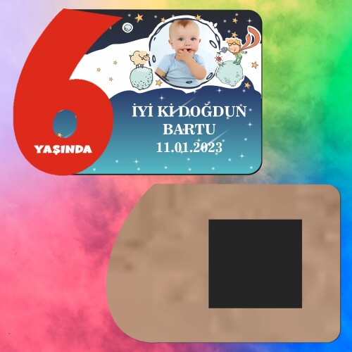 Küçük Prens 6 Yaş Kırmızı Rakamlı Ahşap Magnet