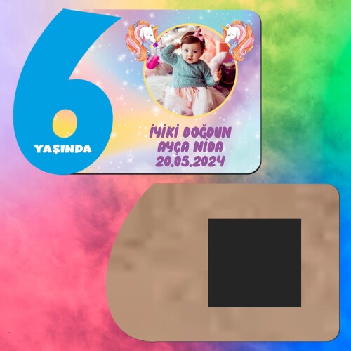 Unicorn 6 Yaş Erkek Çocuk Ahşap Mavi Rakam Magnet