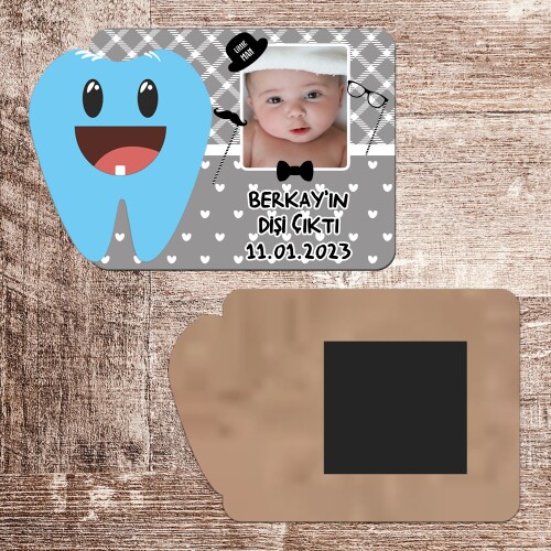 Little Man Küçük Adam Ahşap Diş Buğdayı Magneti Mavi Diş