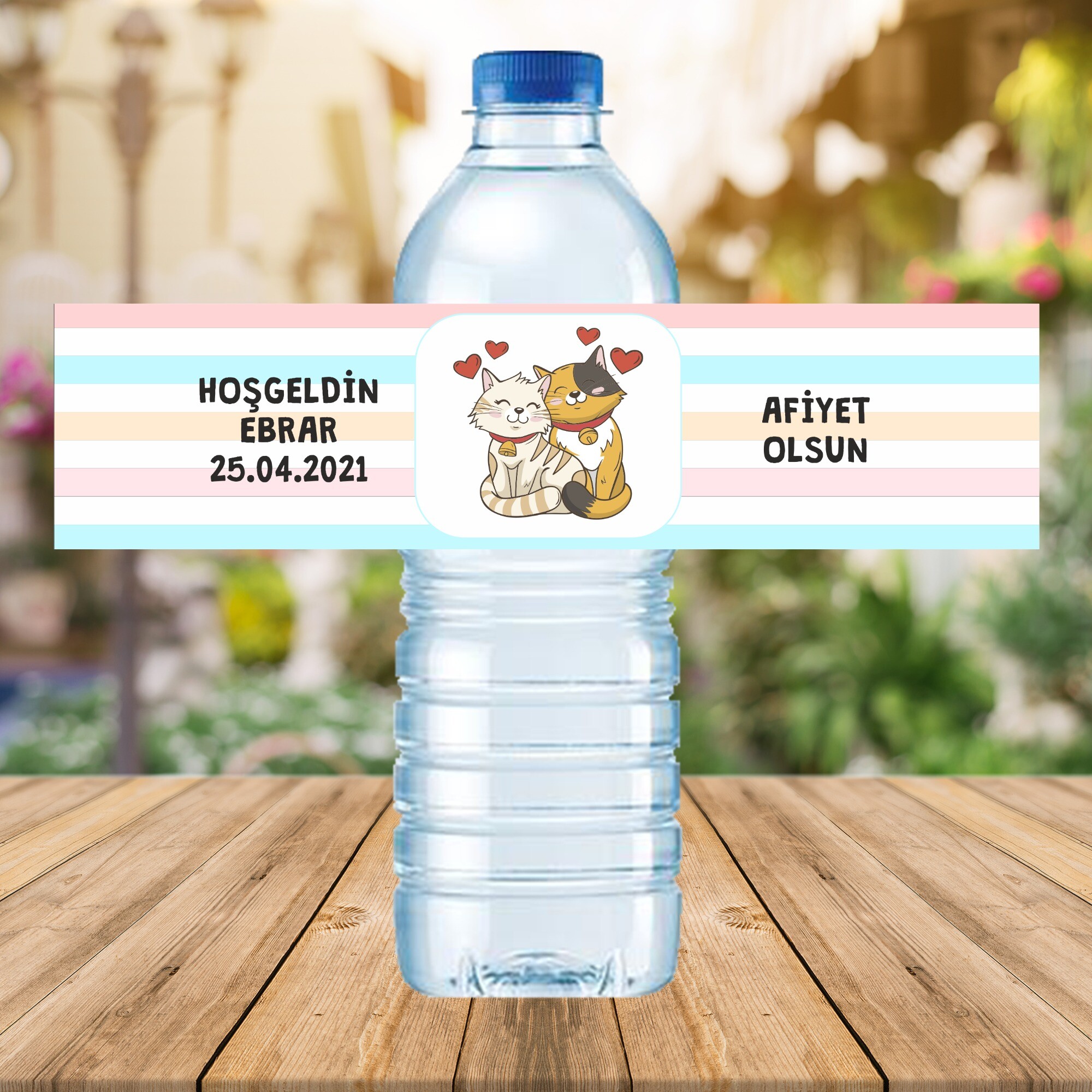 Sevimli Kediler Küçük Su Etiketi 500ML