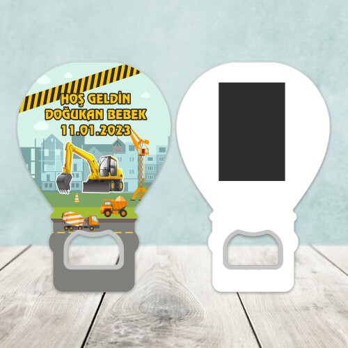 İş Makinaları Tasarımlı Açacaklı Balon Magnet