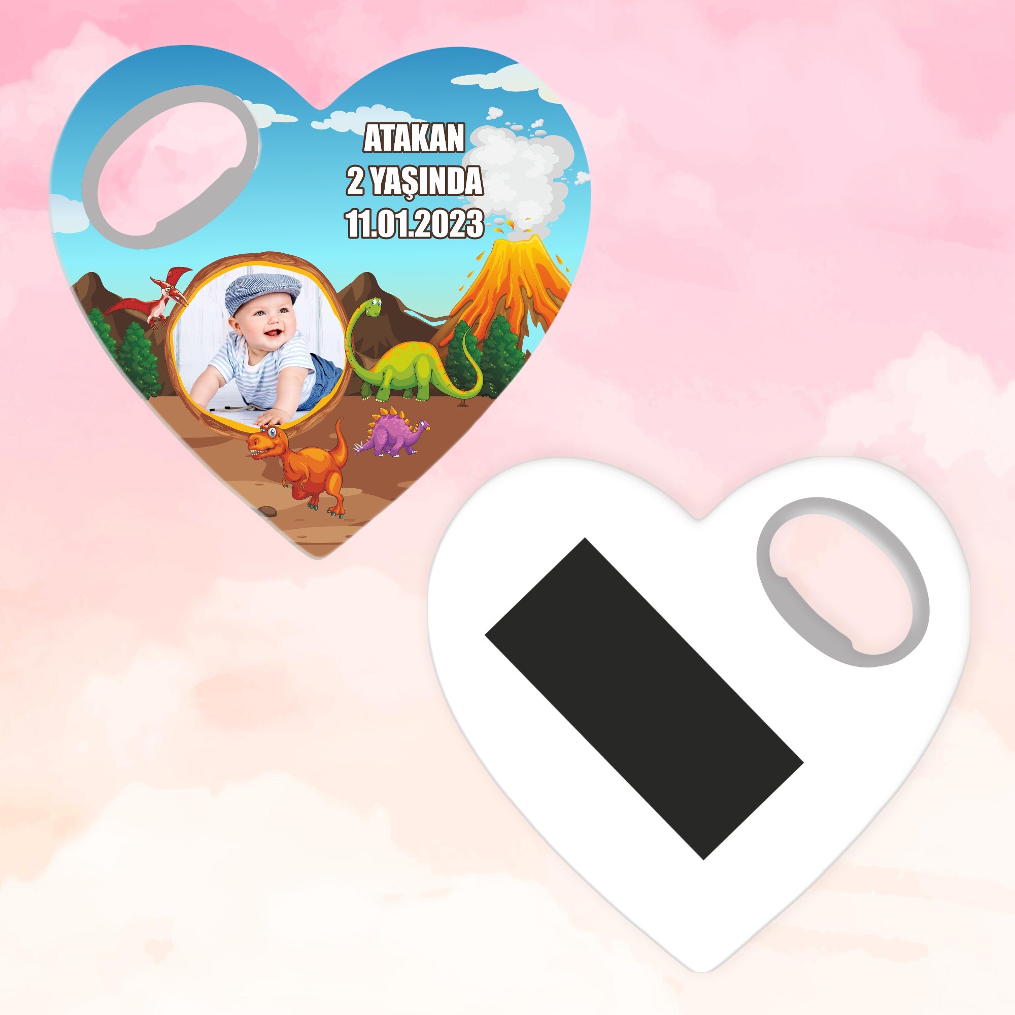 Dinazor Temalı Açacaklı Kalp Magnet