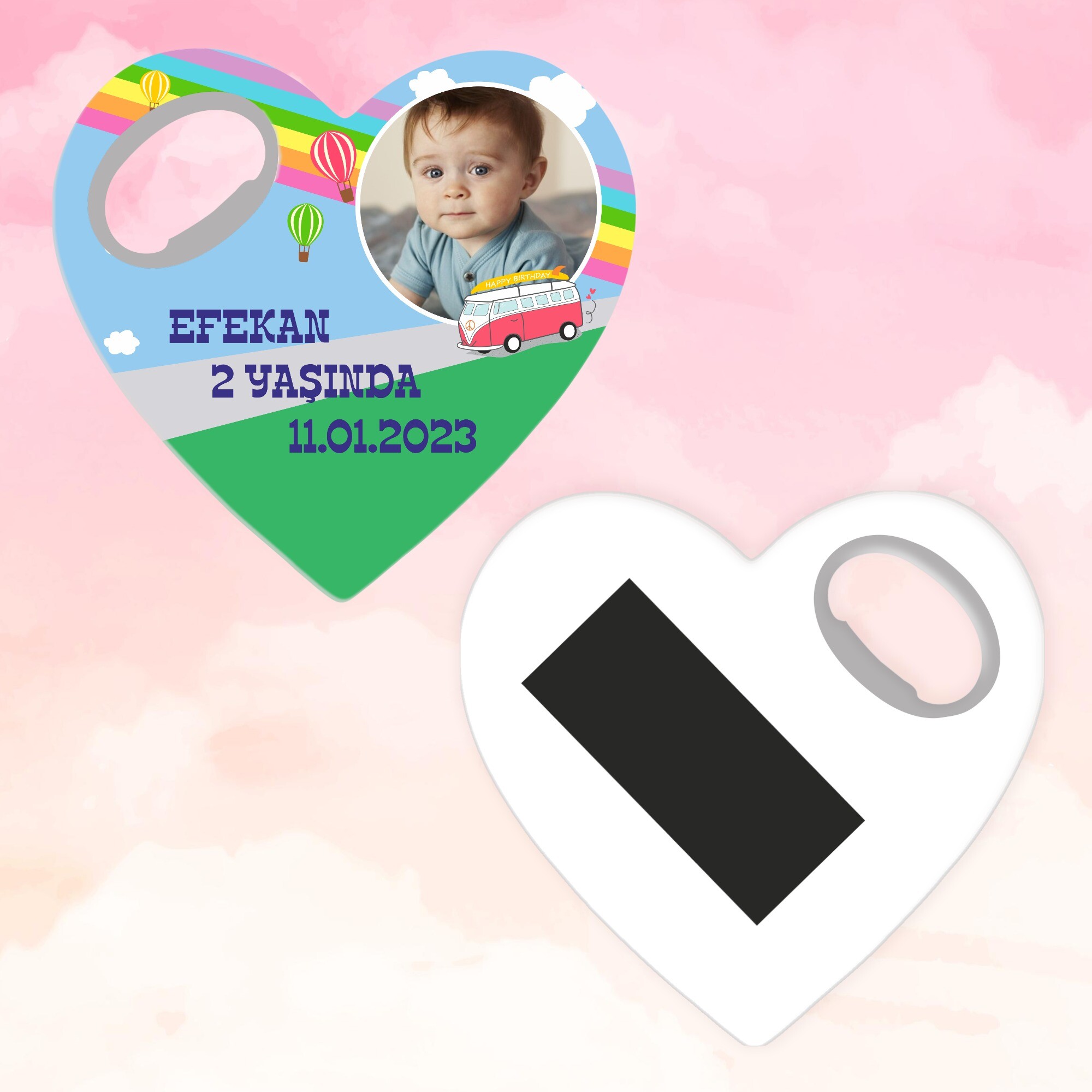 Otobüslü Açacaklı Kalp Magnet