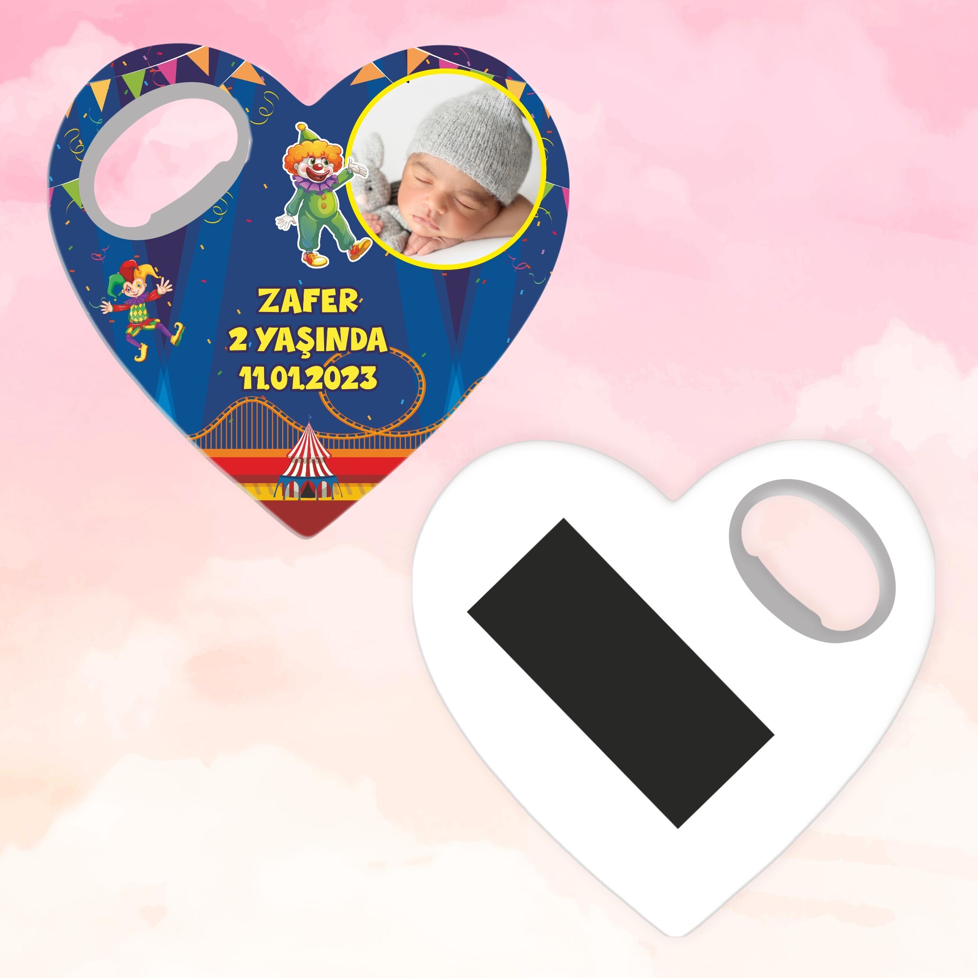 Palyaço Temalı Açacaklı Kalp Magnet