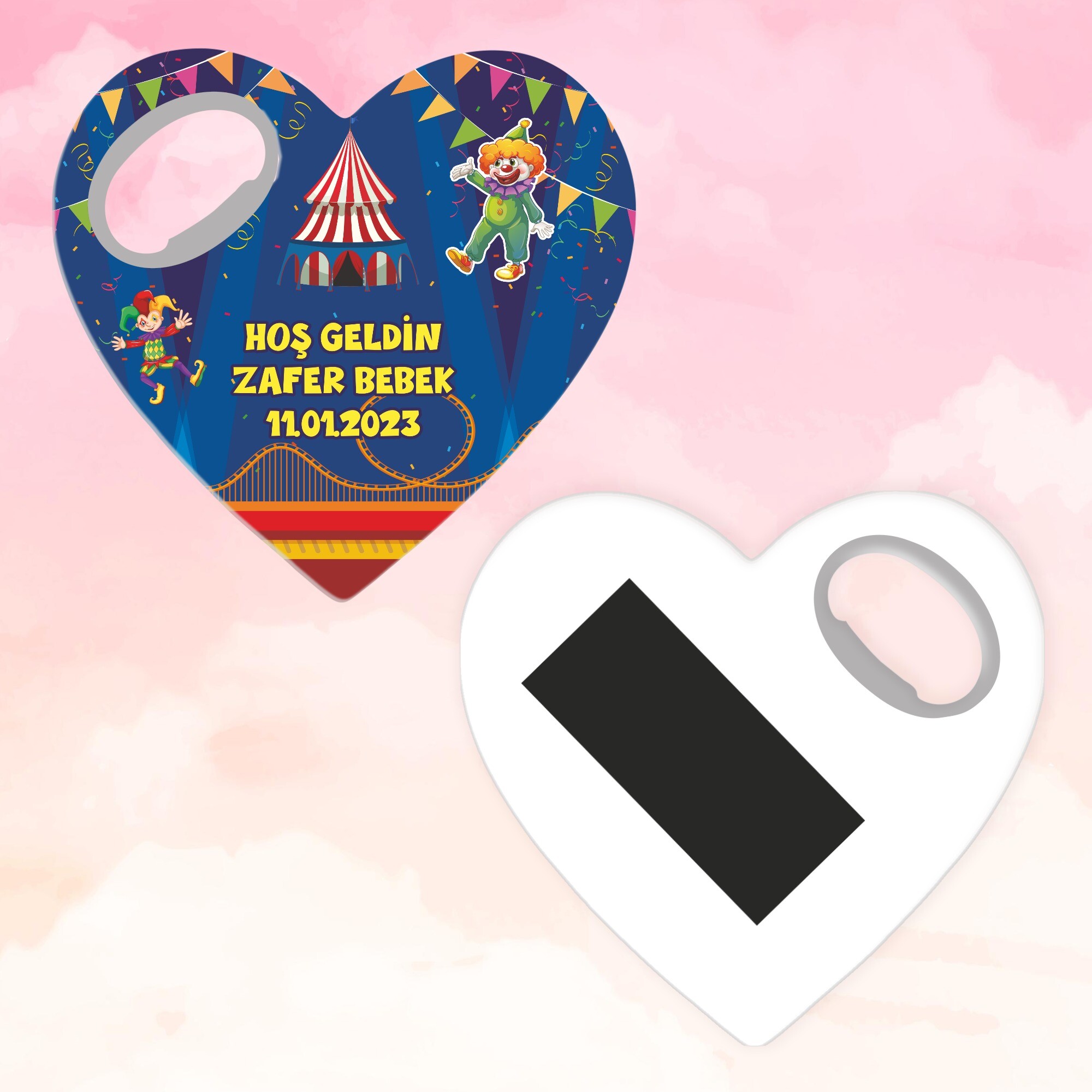 Palyaço Temalı Kalp Magnet Açacak