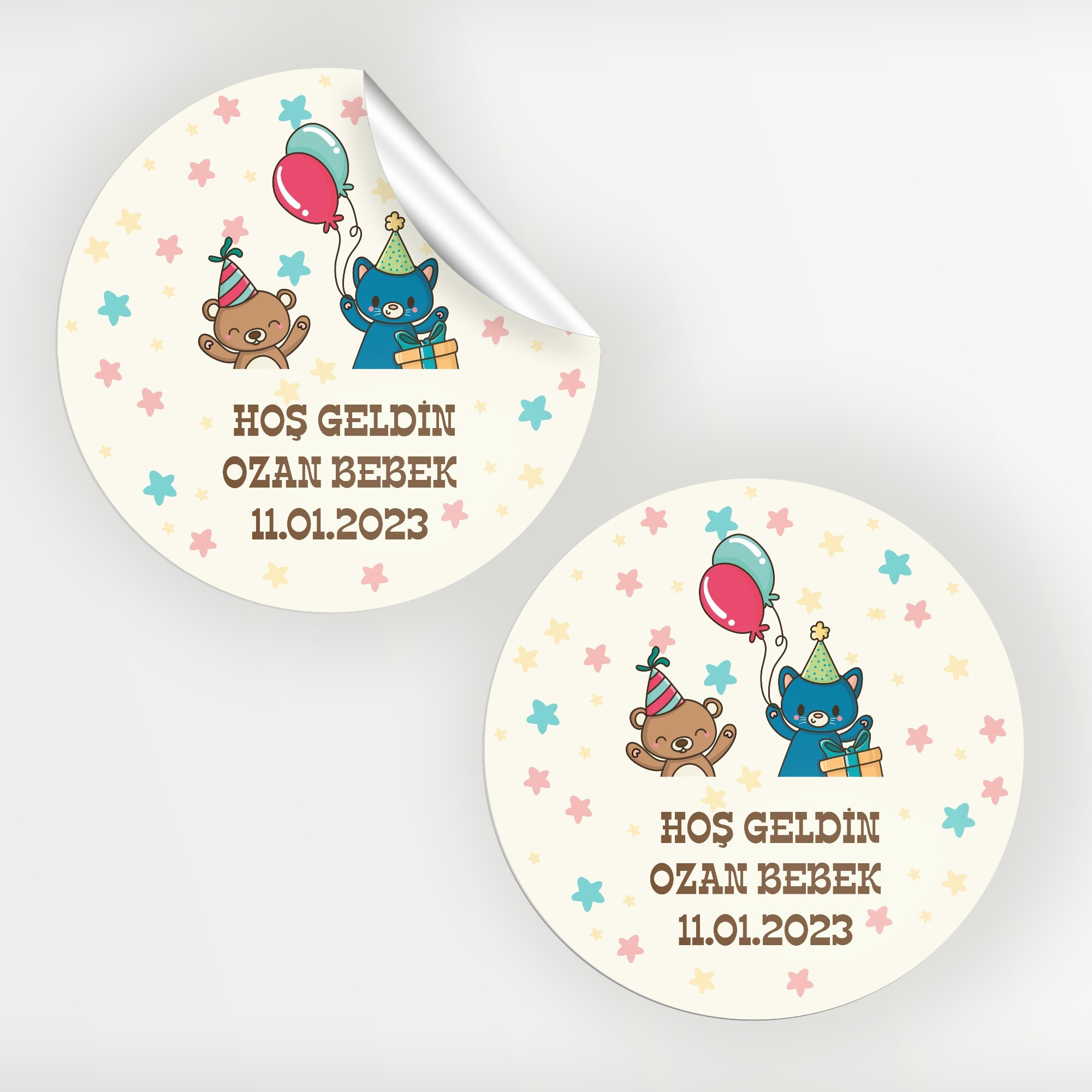 Ayı Figürlü Bebek Sticker Etiket