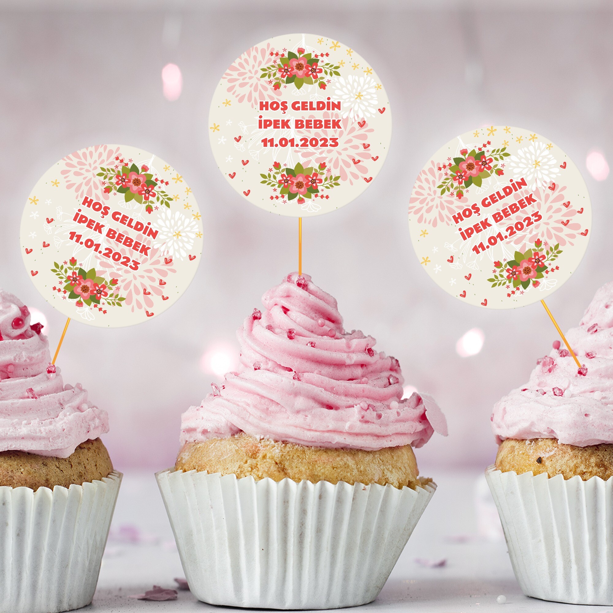 Çiçekli CupCake Kürdan