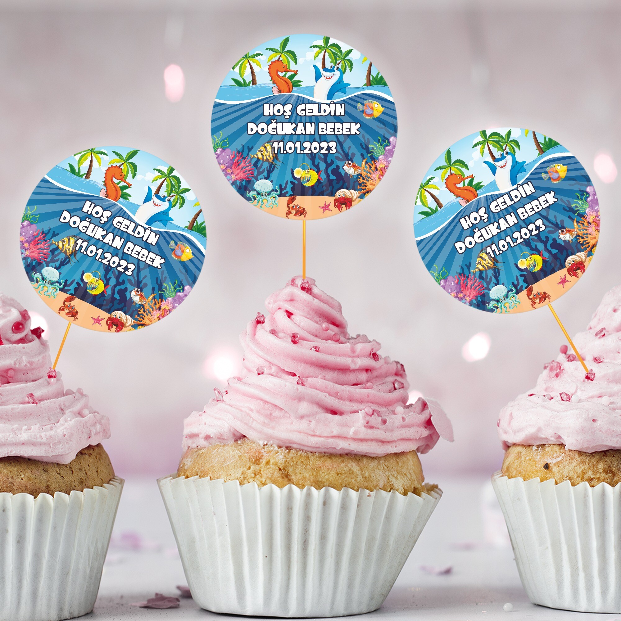 Deniz Canlıları Konsept CupCake Kürdan