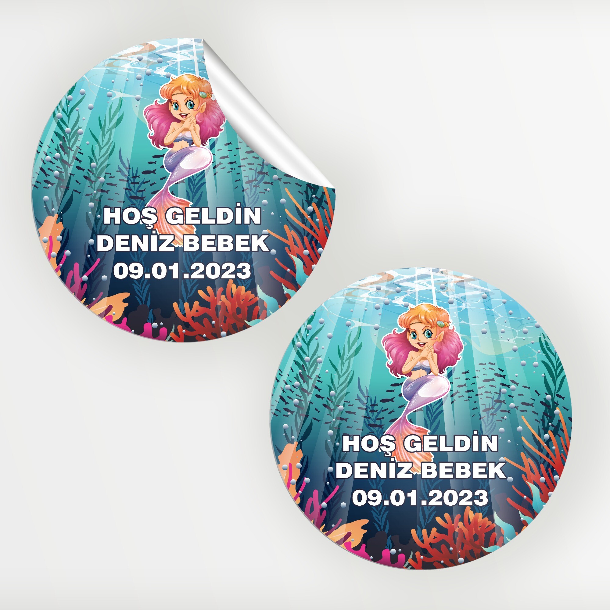 Deniz Kızı Bebek Sticker Etiket