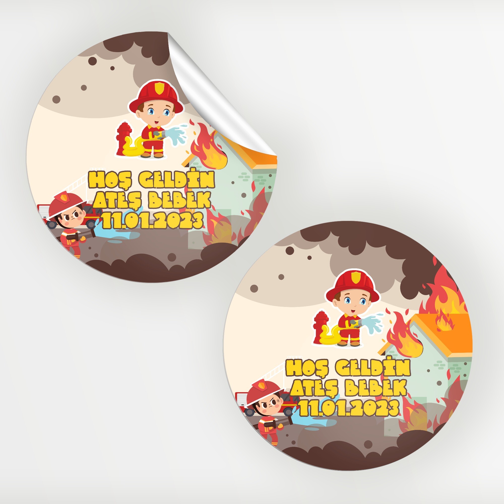 İtfaiyeci Çocuk Bebek Sticker Etiket
