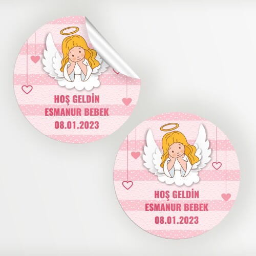 Melek Kanadı Temalı Bebek Sticker Etiket