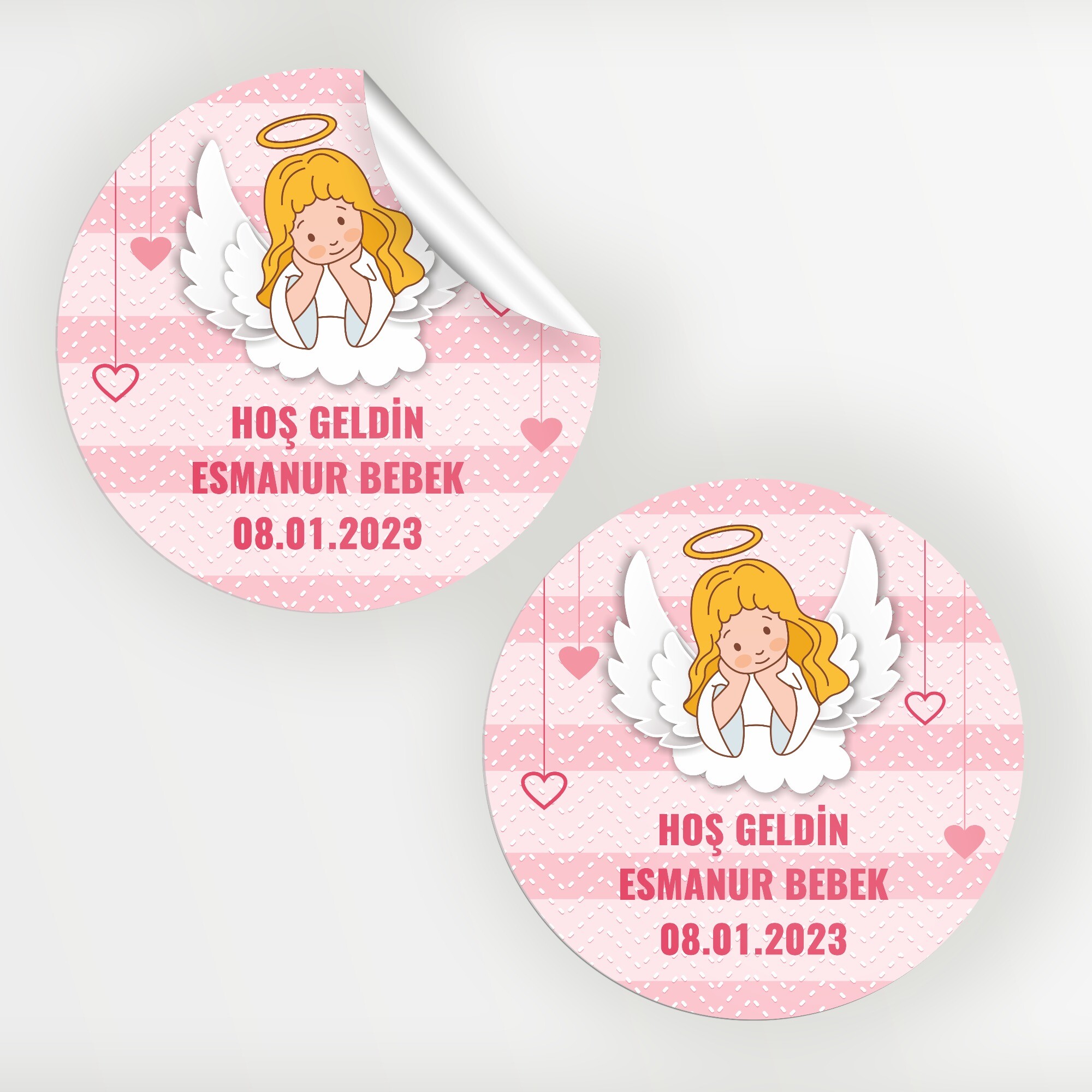 Melek Kanadı Temalı Bebek Sticker Etiket