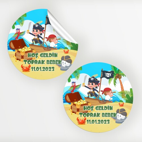 Korsan Temalı Bebek Sticker Etiket