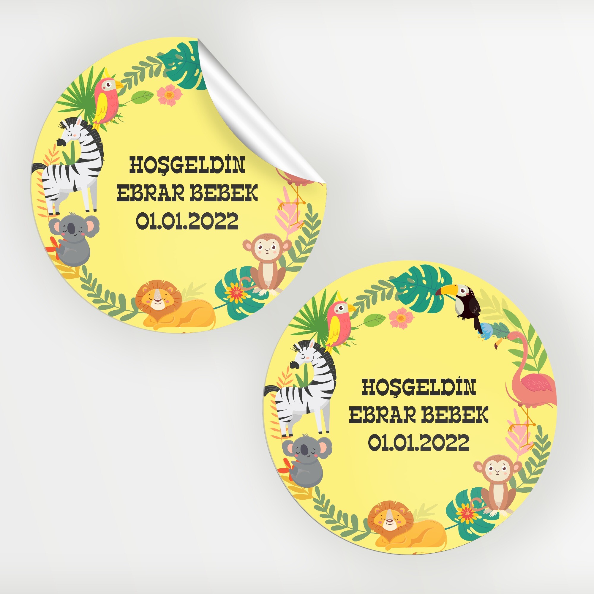 Orman Hayvanları Temalı Bebek Sticker Etiket