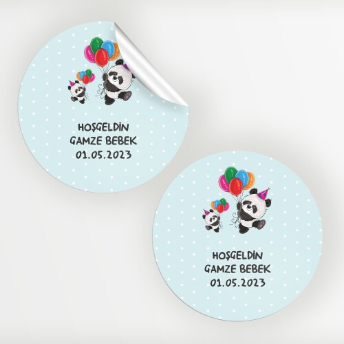Panda Temalı Bebek Sticker Etiket