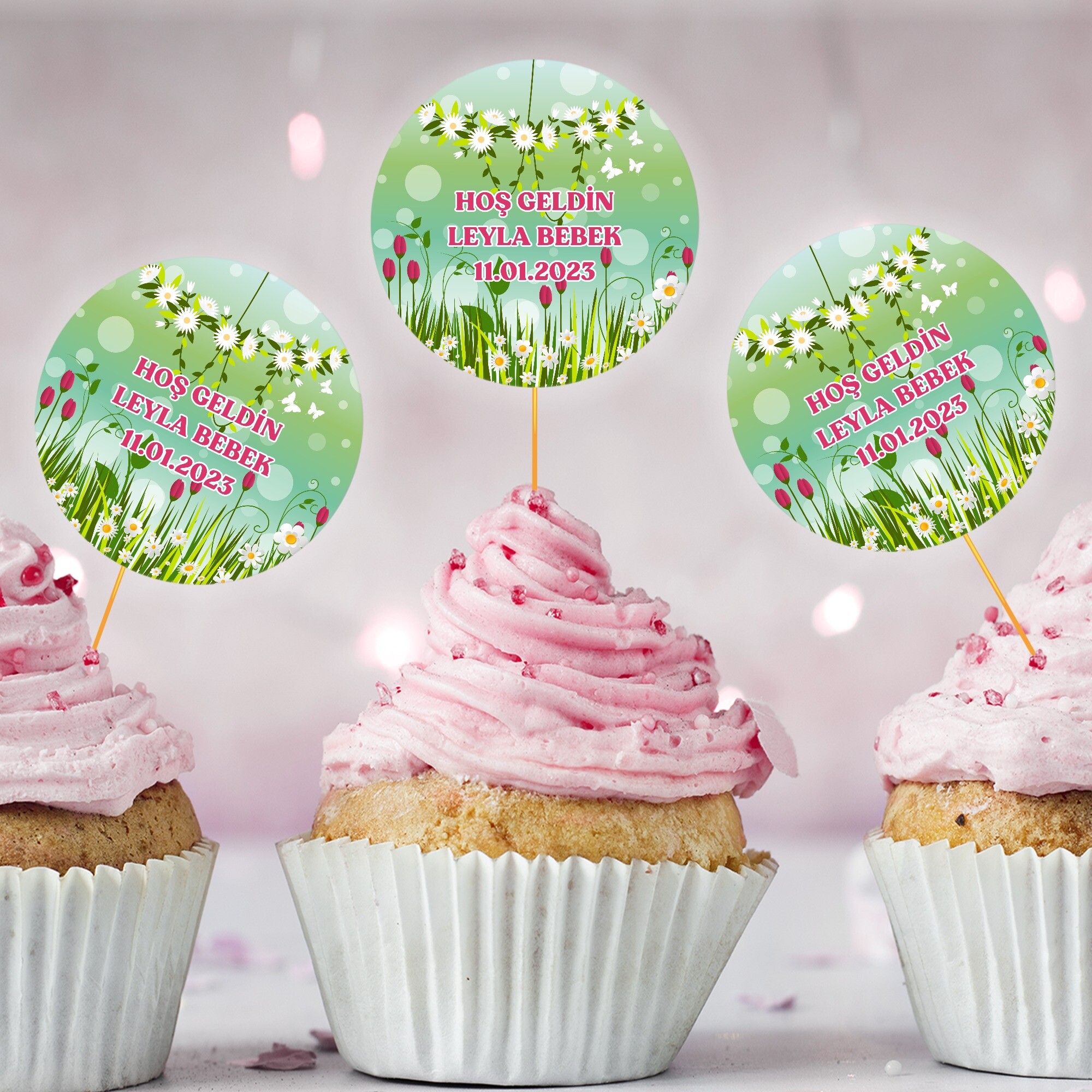 Papatya ve Laleli CupCake Kürdan