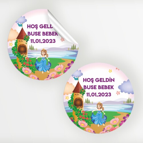 Prenses Tasarım Bebek Sticker Etiket