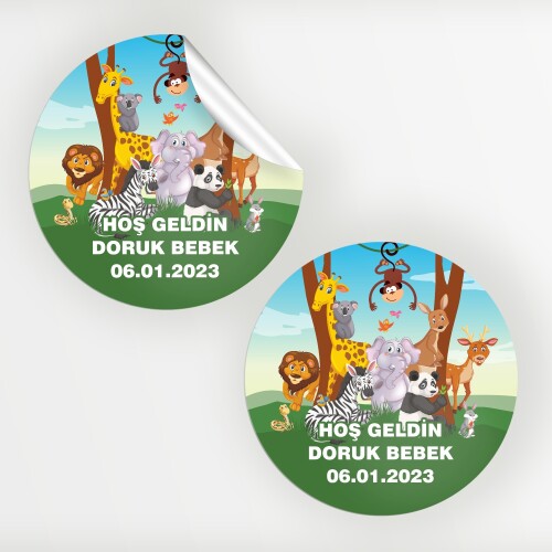 Safari Temalı Bebek Sticker Etiket