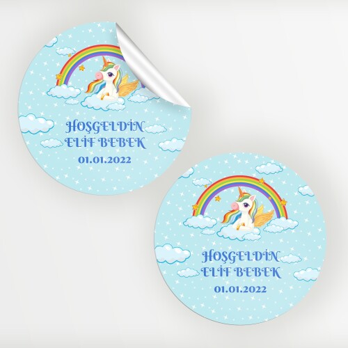Unicornlu Bebek Sticker Etiket