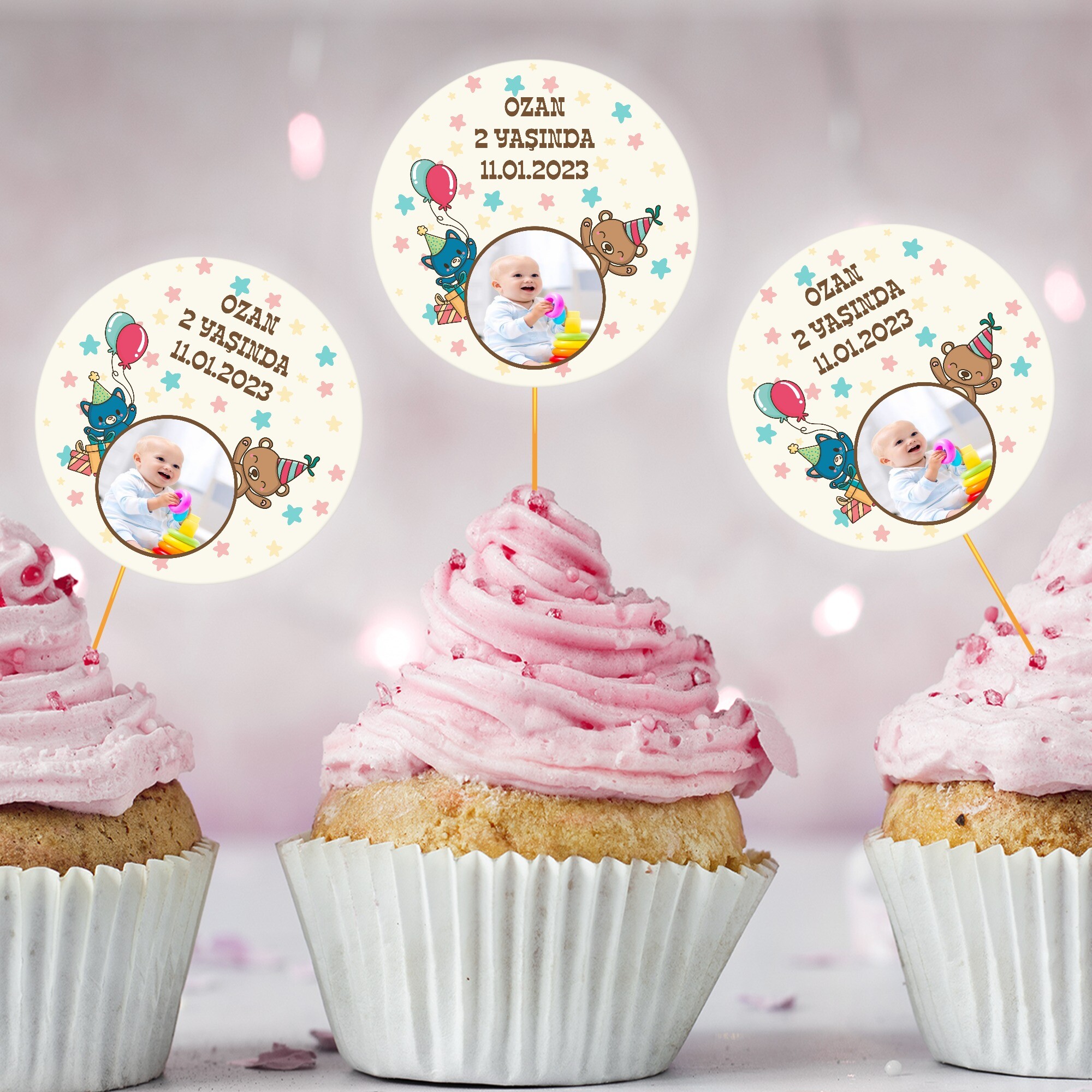 Ayı Figürlü Cup Cake Kürdan Süs