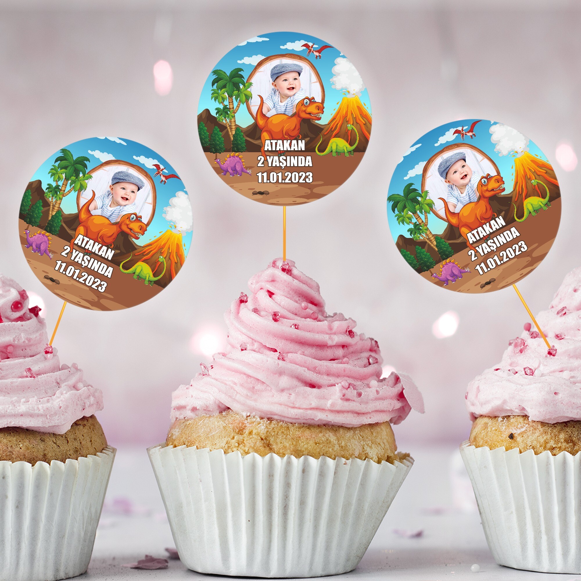 Dinazor Temalı Cup Cake Kürdan Süs