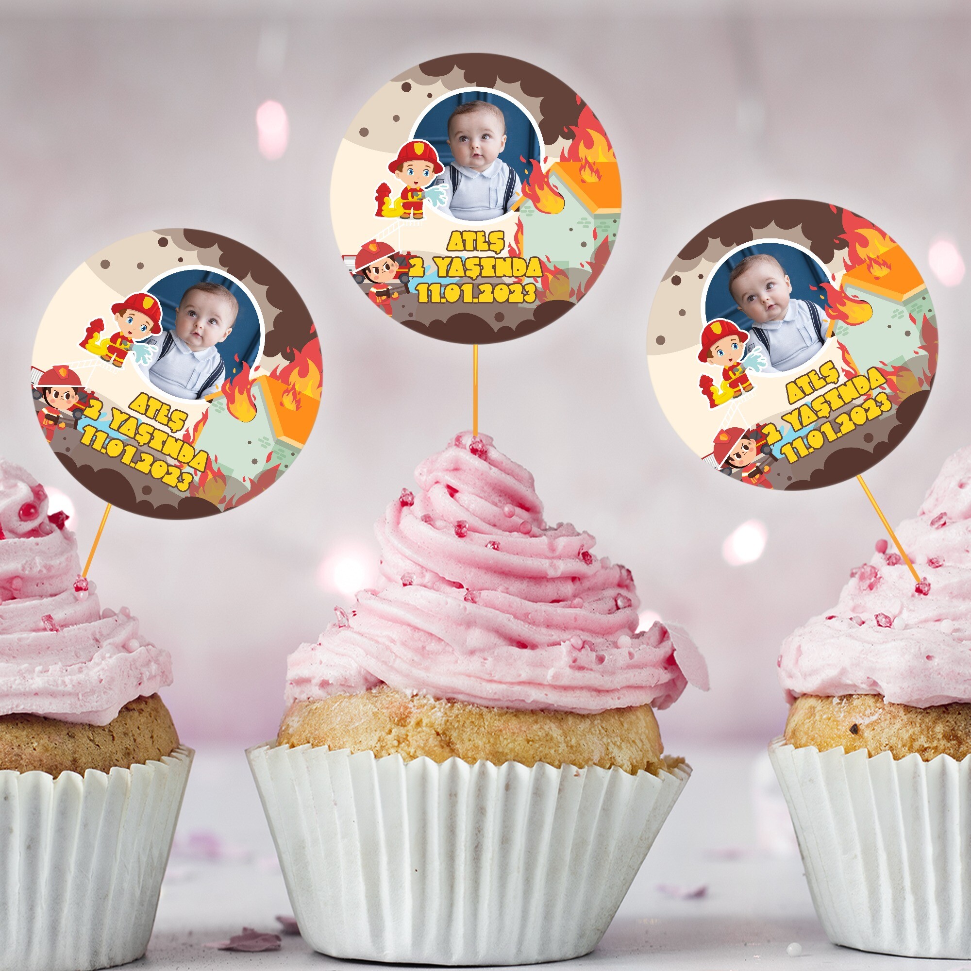 İtfaiyeci Çocuk Cup Cake Kürdan Süs