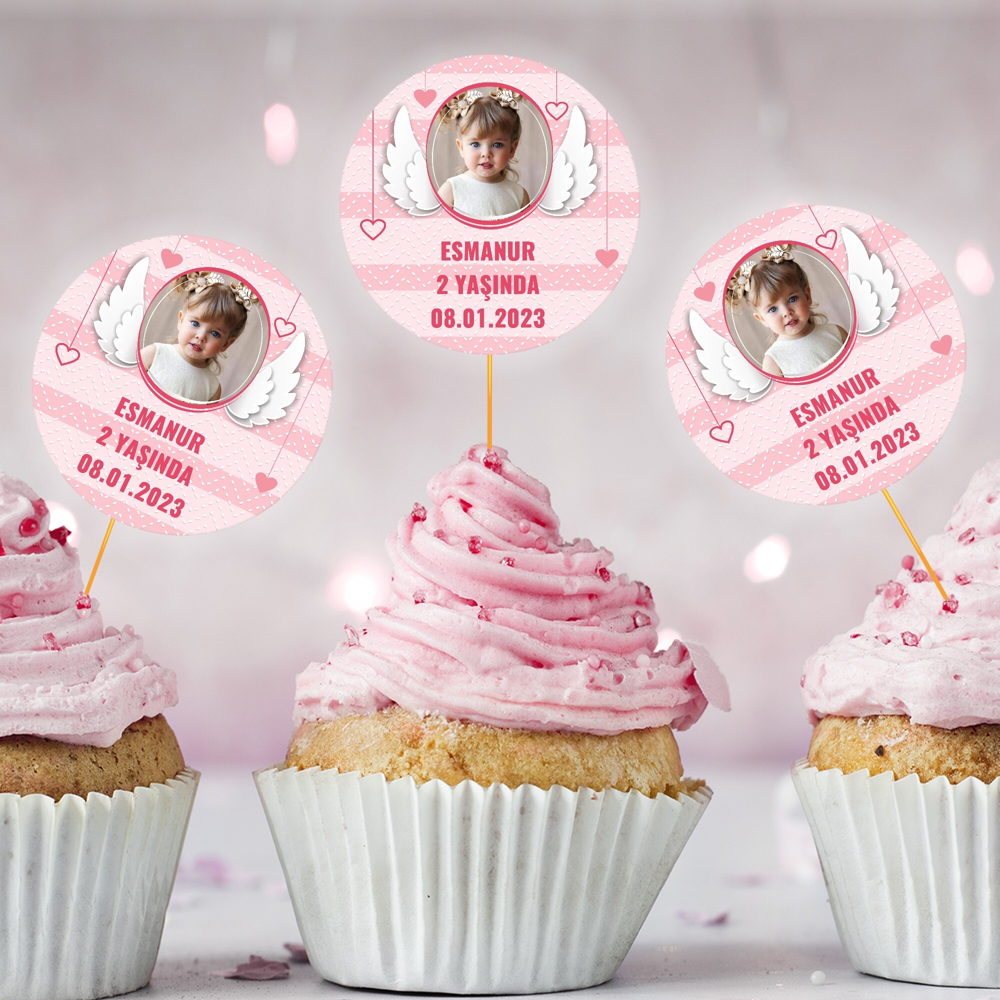 Melek Kanadı Temalı Cup Cake Kürdan Süs