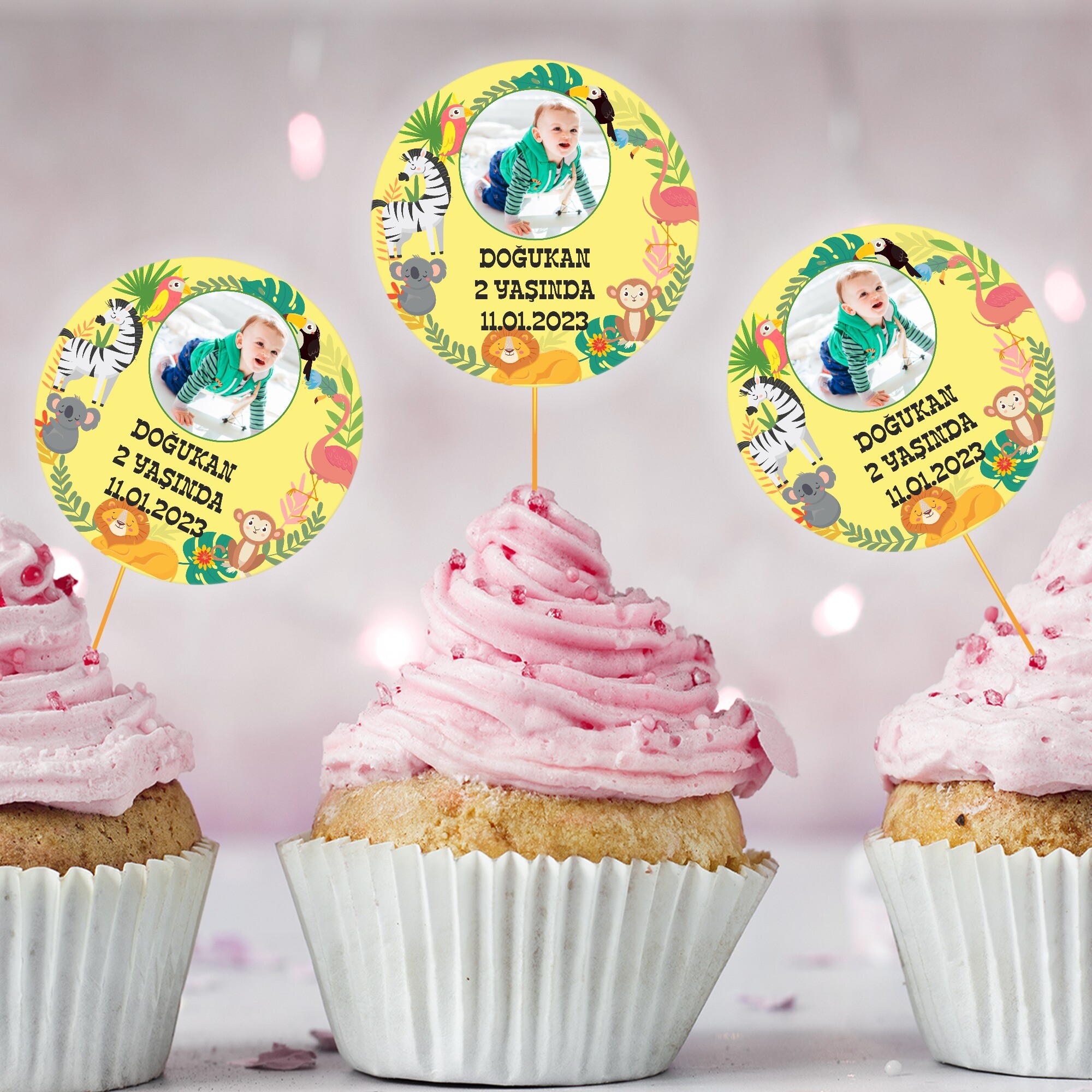 Orman Hayvanları Temalı Cup Cake Kürdan Süs