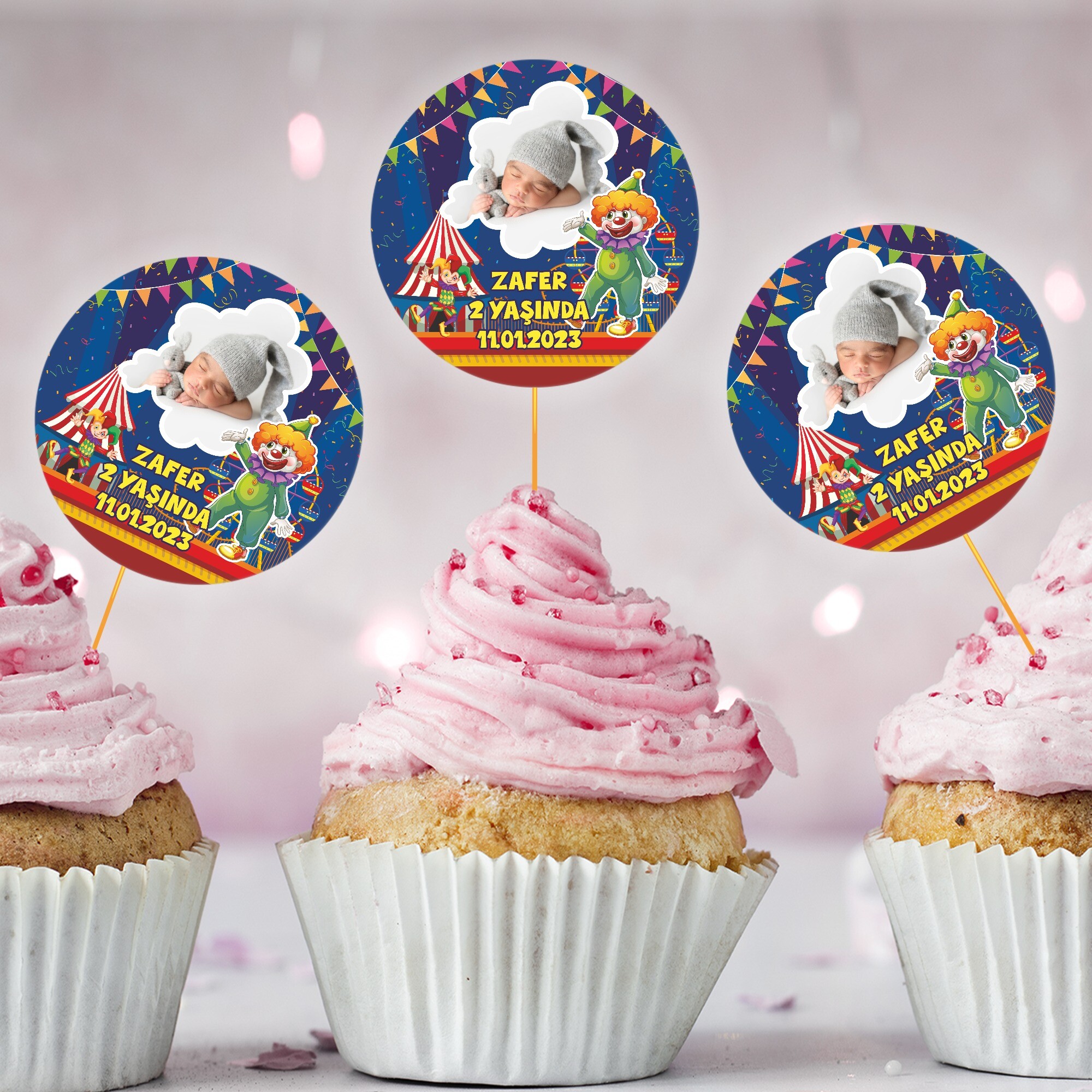 Palyaço Temalı Cup Cake Kürdan Süs