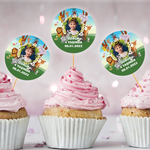 Safari Temalı Cup Cake Kürdan Süs