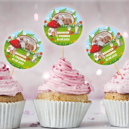 Sevimli Tavşan Cup Cake Kürdan Süs