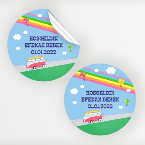 Otobüslü Bebek Sticker Etiket
