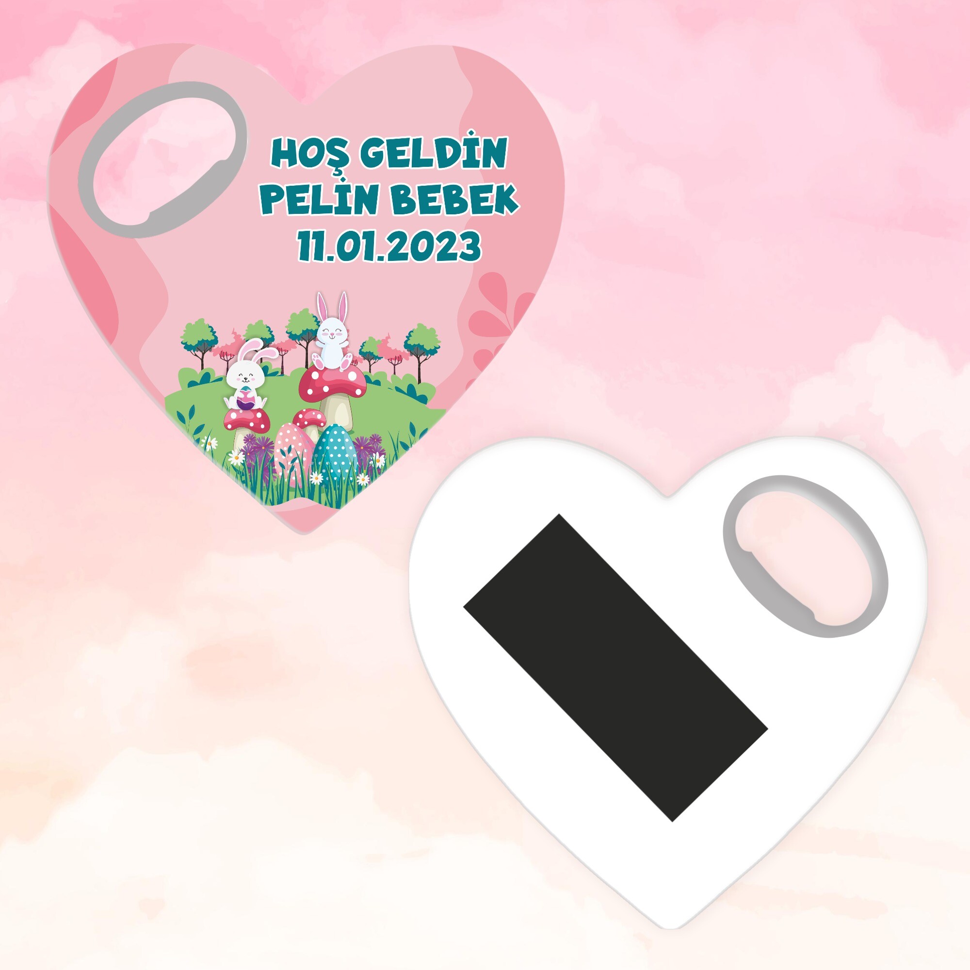 Tavşan Kız Temalı Kalp Magnet Açacak