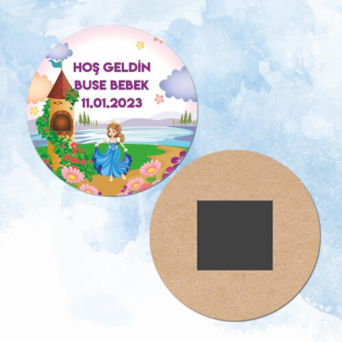 Prenses Tasarım Yuvarlak Ahşap Magnet