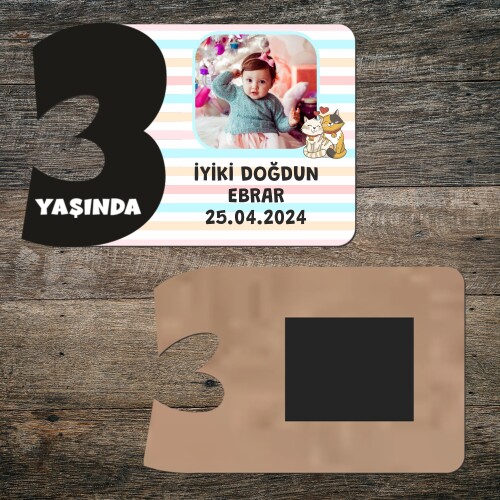 Sevimli Kediler 3 Rakamlı Hatıra Magnet Siyah