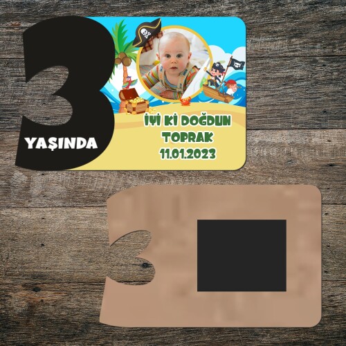 Korsan Temalı 3 Rakamlı Hatıra Magnet Siyah