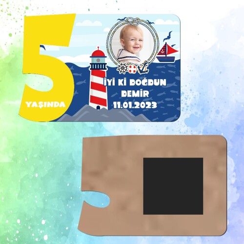 Denizci Teması 5 Yaşında Magnet Sarı Rakam