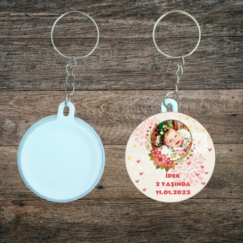 Çiçekli Doğum Günü Anahtarlığı Plastik