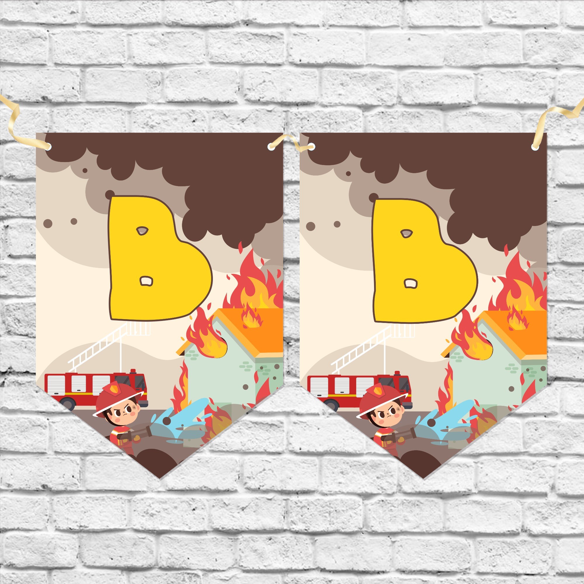 İtfaiyeci Çocuk Harf Banner