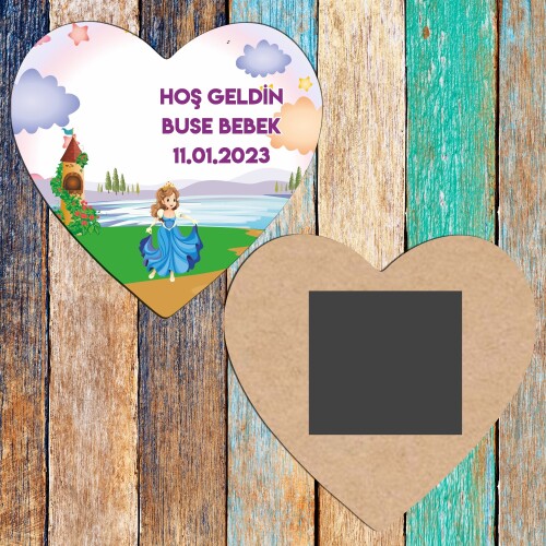 Prenses Tasarım Ahşap Kalp Magnet