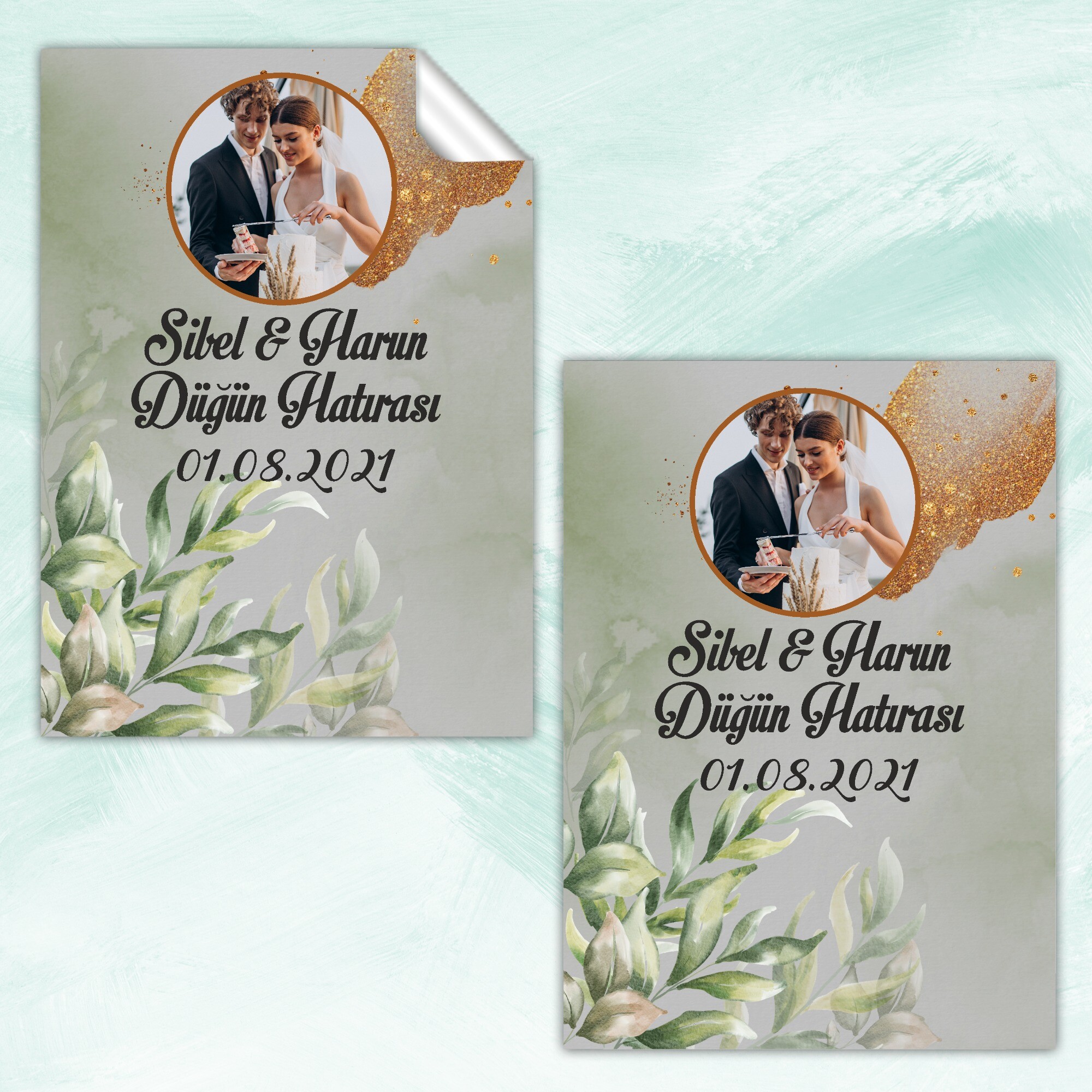 Mutluluk Temalı Dikdörtgen Söz Kına Düğün Sticker