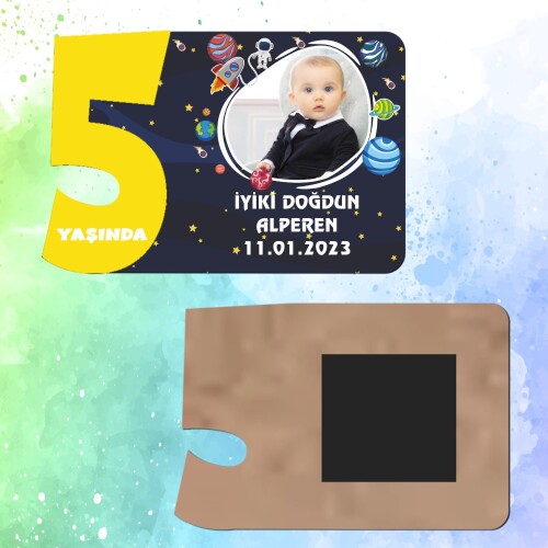 Uzay Temalı 5 Yaşında Magnet Sarı Rakam