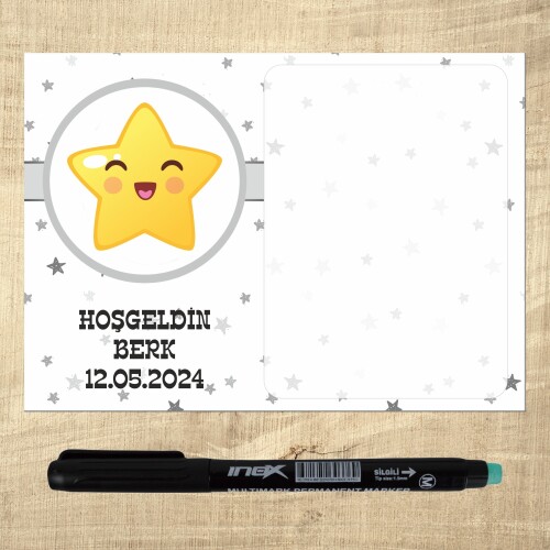 Star Temalı Kalemli Notluk Magnet