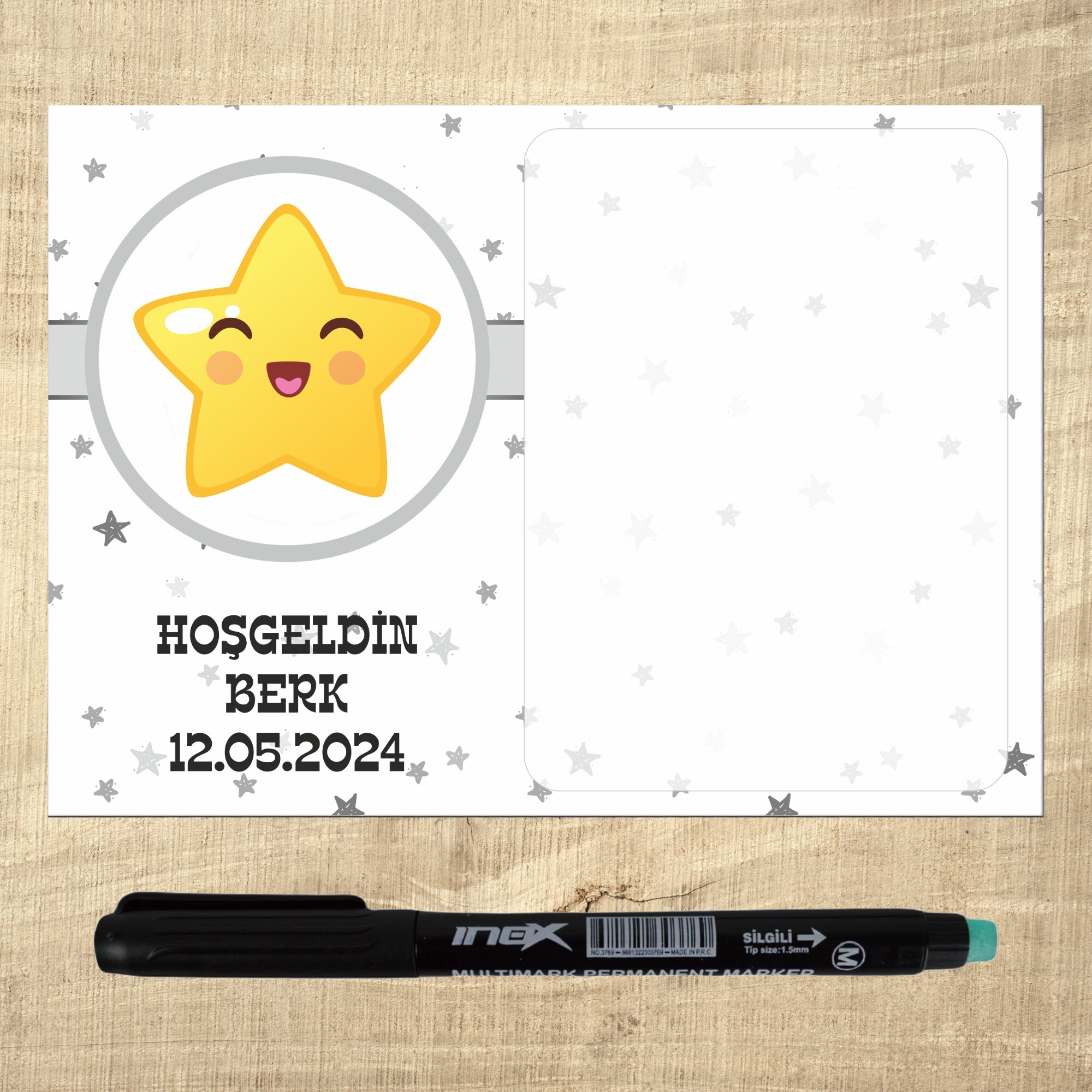 Star Temalı Kalemli Notluk Magnet