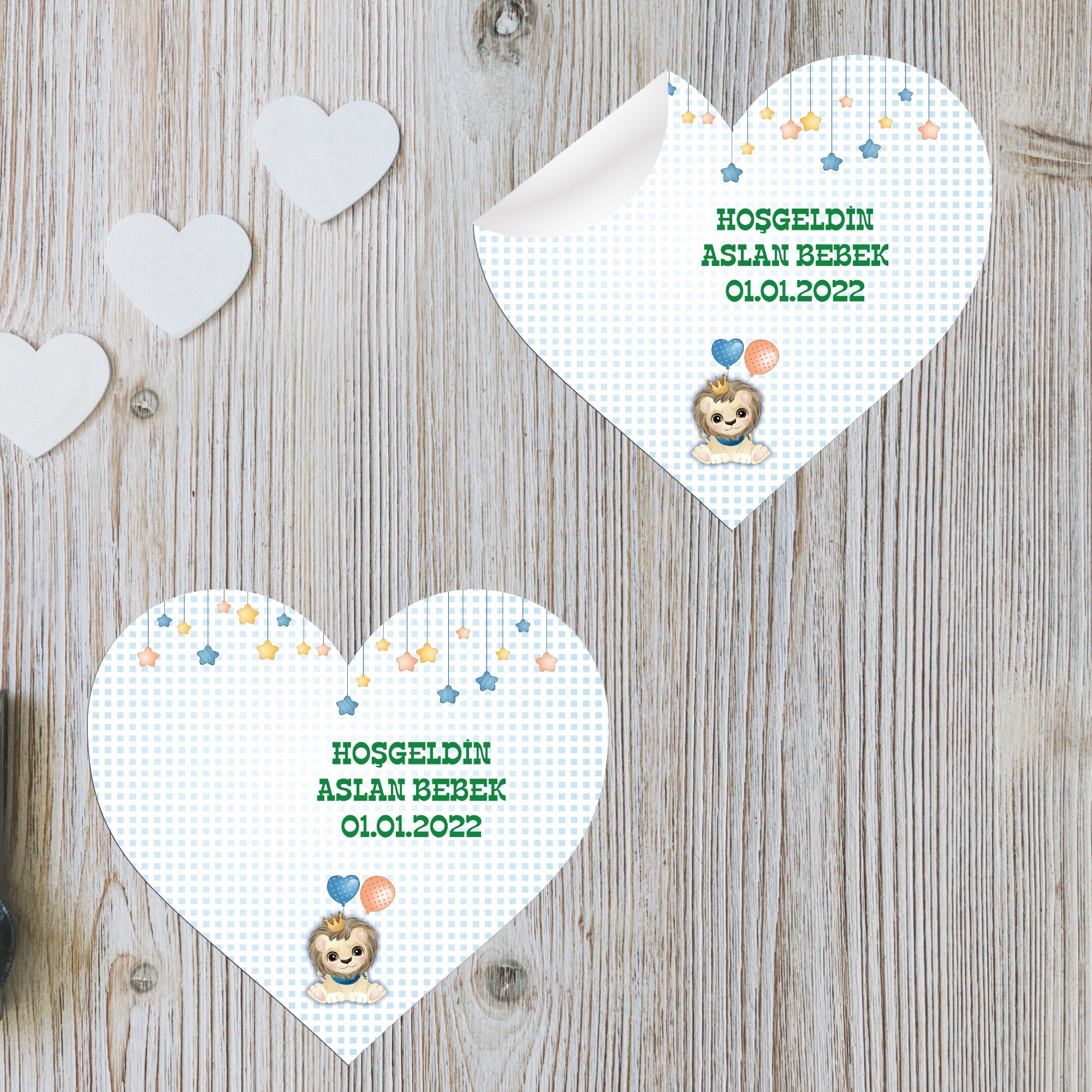 Sevimli Aslan Kalp Şeklinde Sticker Etiket