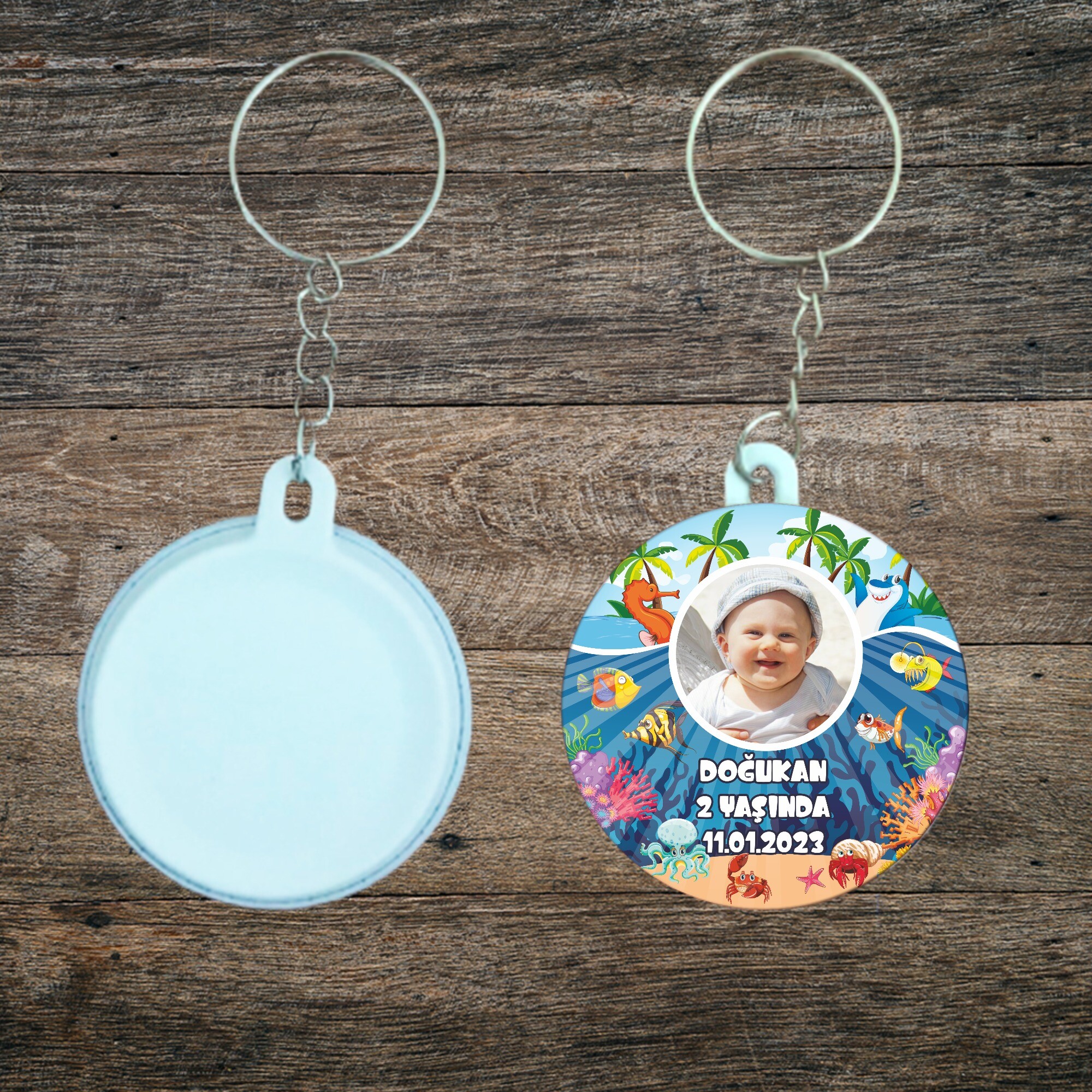 Deniz Canlıları Konsept Doğum Günü Anahtarlığı Plastik