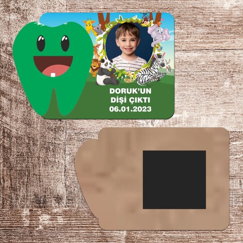 Safari Temalı Artık Isırabilirim Magnet Ahşap Yeşil