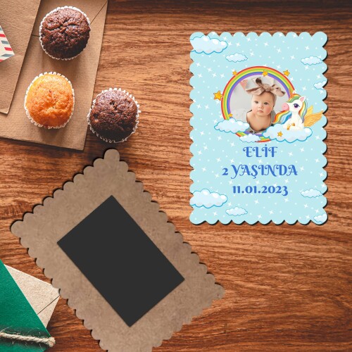Unicornlu Resimli Pötibör Ahşap Magnet