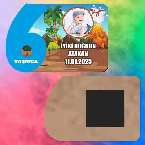 Dinazor Temalı 6 Yaş Erkek Çocuk Ahşap Mavi Rakam Magnet